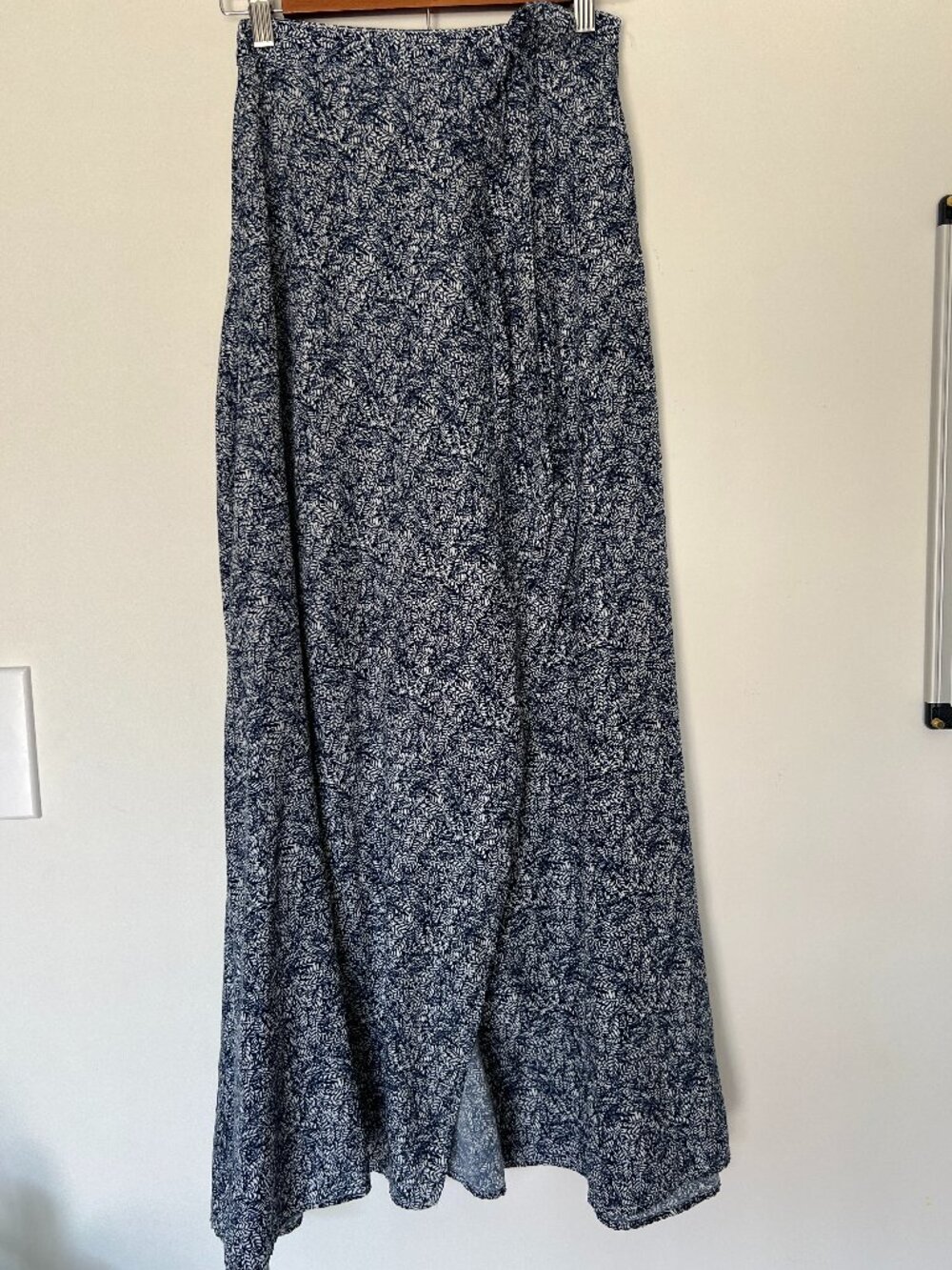Lulus Beautiful Tempest Wrap Maxi Skirt Navy White Size S